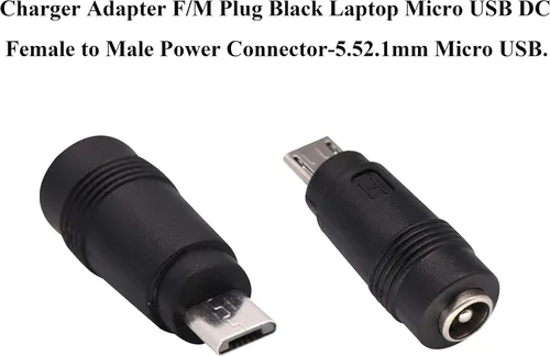 Vista 5 de Adaptador de corriente micro CC de 0.217 x 0.083 in a micro USB 5 V CC fuente de alimentación de cables de carga conector para teléfono celular