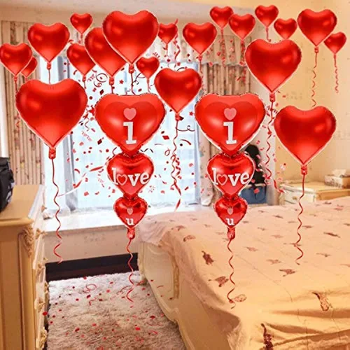 Vista 7 de 20 + 2 globos con texto en inglés "I Love You", globos de corazón, decoraciones del día de San Valentín e idea de regalo para él o ella