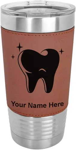 Vista 11 de LaserGram Vaso aislado al vacío de 20 onzas, con dientes, grabado personalizado incluido (piel sintética, estilo béisbol)