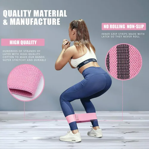 Vista 3 de Polygon Bandas de resistencia para entrenamiento, bandas de tela antideslizante para mujeres y hombres, bandas de ejercicio para piernas y glúteos