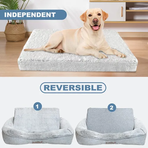 Vista 5 de JOYELF Cama ortopédica grande de espuma viscoelástica para mascotas con funda lavable, diseño independiente con forro impermeable incluido