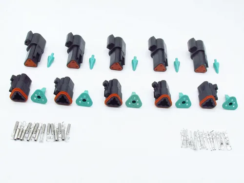 Vista 7 de 5 Sets 2Pin DT Conector kit impermeable sellado enchufe eléctrico carcasa Cable Dt Conector 22-16AWG DT04-2P DT06-2S (negro)