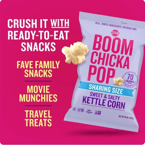 Vista 5 de Angie's BOOMCHICKAPOP - Palomitas de maíz dulces y saladas Kettle Corn, sin gluten, tamaño de fiesta, 10 onzas