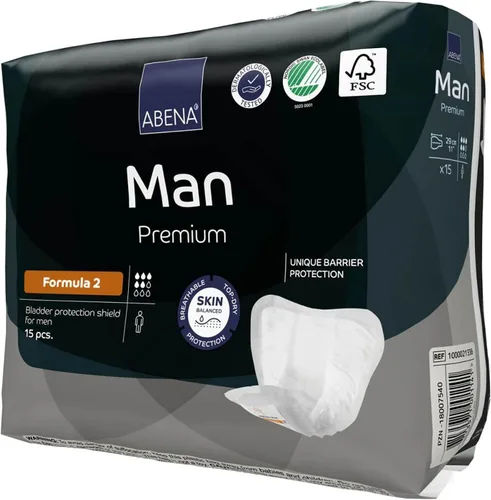 Vista 4 de Abena Man Premium - Protectores de incontinencia (tallas 0 a 2) Fórmula 2, 15 unidades Almohadilla de control de vejiga, macho