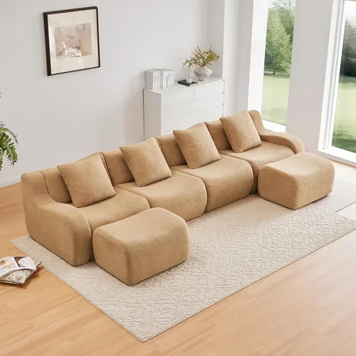 Vista 18 de Sofás de peluche sin hueso para sala de estar, juego de sofá modular negro con asiento profundo, sofá de gran tamaño, sofás para sala, cómodos sofás