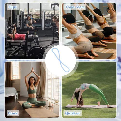 Vista 5 de Figura 8 Banda de resistencia, bandas de ejercicio para hombres y mujeres con asas, equipo de fitness para el hogar de yoga, pilates, (azul)