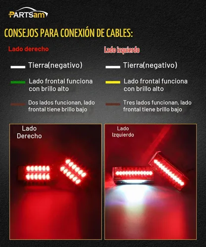 Vista 6 de Partsam Kit de luces LED sumergibles de perfil bajo, luces LED rectangulares para remolque, halo resplandor con arnés de cableado de 25 pies, luces