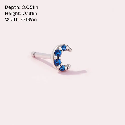Vista 5 de Pandora ME Jewelry - Aretes de plata de ley con forma de luna creciente y cristal azul real, Metal Cristal