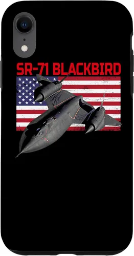Vista 25 de SR-71 Blackbird in Action and Patriotic American Flag. Case for iPhone 17