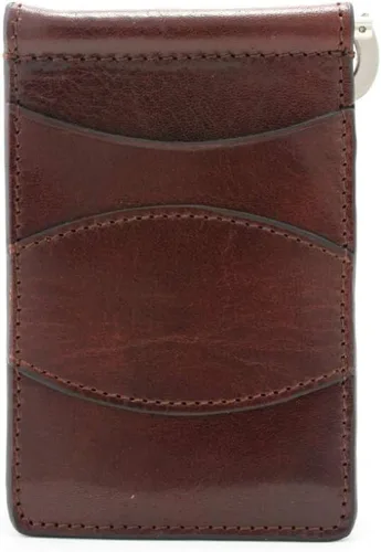 Vista 4 de Storus Cartera de afeitar, cartera delgada de cuero italiano con abrazadera de metal para efectivo + placa de grabado