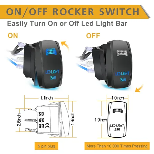 Vista 4 de Arnés de cableado 1 cable, kit de arnés de cableado de barra de luz LED Rfroad Lighting para luces antiniebla, luces de conducción todoterreno, luz