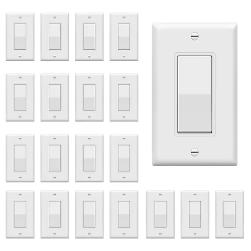 Vista 14 de ENERLITES - Interruptor de palanca decorativo de encendido/apagado con placas de pared, unipolar, 3 cables, tornillo de conexión a tierra, grado