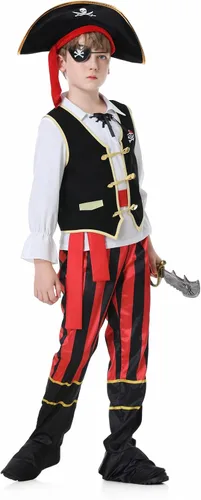 Vista 7 de Antbutler Disfraz de pirata para niños, disfraz de pirata para niños, disfraz de pirata de Halloween, disfraz de cosplay para niños de 3 a 12 años