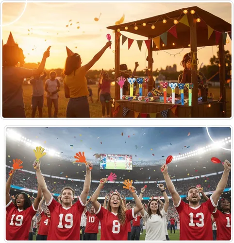 Vista 6 de Yunsailing 224 piezas para hacer ruido para fiestas, a granel, incluye sopladores de papel con flecos, cuernos para eventos deportivos, adultos