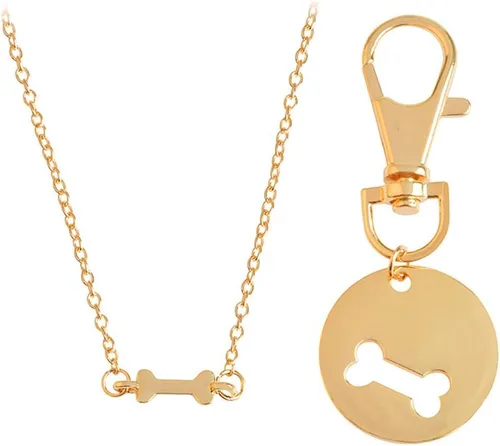 Vista 9 de Meiligo Fashion collar, llavero, oro y plata, mejores amigos, amistad, perro y dueño, cadena colgante 2 unidades haciendo juego