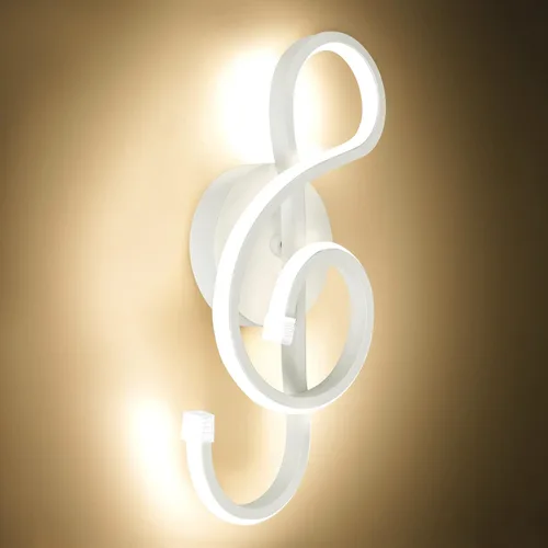 Vista 9 de XEYOU Lámpara de pared moderna de 22 W, lámpara de pared LED creativa para interiores, símbolo musical, decoración artística, lámpara de pared