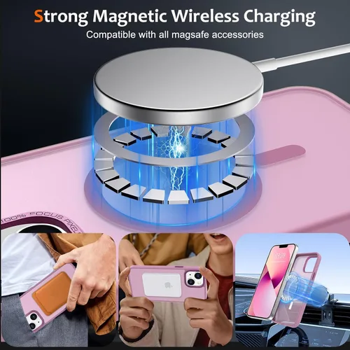Vista 1217 de Anuck - Funda magnética para iPhone 11 compatible con MagSafe, carcasa trasera mate translúcida dura, borde de TPU, delgada, resistente a impactos