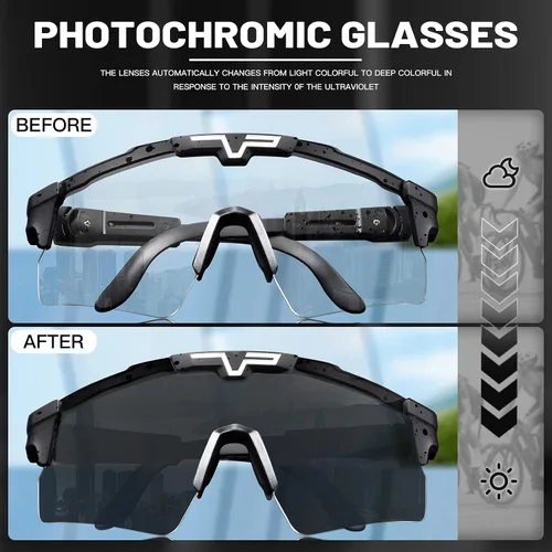 Vista 3 de KAPVOE Gafas de ciclismo fotocromáticas Gafas de sol deportivas de bicicleta de montaña Gases transparentes MTB Gafas hombres mujeres Bicicletas