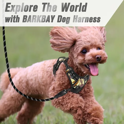 Vista 202 de BARKBAY - Arnés para perro sin tirones con clip frontal, material resistente y reflectante, asa de fácil control para pasear perros grandes