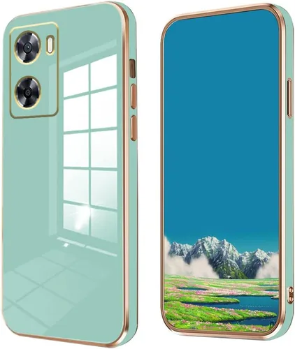Vista 10 de Compatible con Oppo A57s Funda de silicona rosa, chapado para Oppo A57 0.14 oz, funda delgada y suave a prueba de golpes (negro)