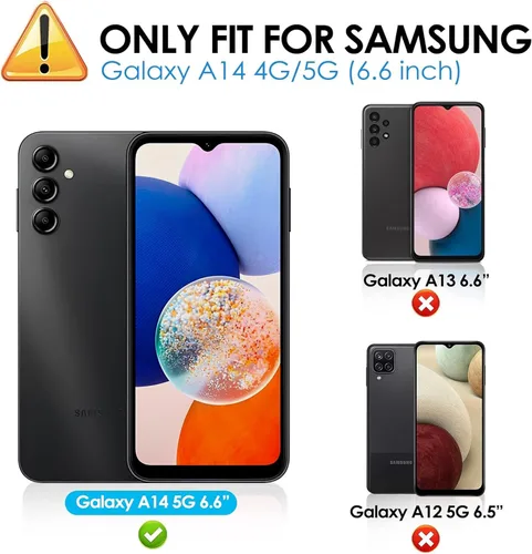 Vista 2 de LYWHL Paquete de 3 para Samsung Galaxy A14 5G Protector de pantalla, película protectora de vidrio templado HD transparente dureza 9H para Galaxy