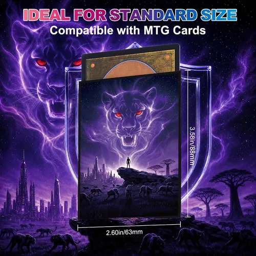 Vista 4 de UAONO Fundas para tarjetas MTG, 100 unidades, tamaño estándar Leopardo
