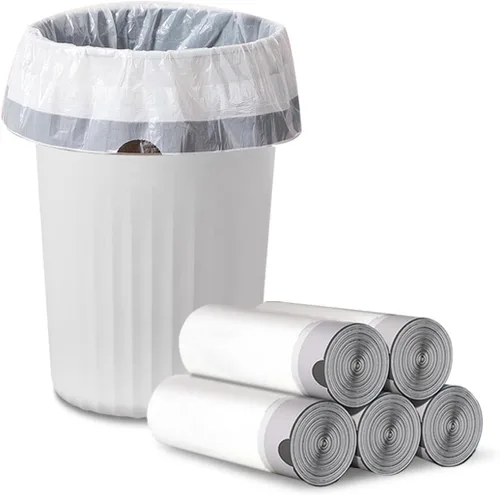 Vista 6 de Bolsas de basura de 4 galones, 40 bolsas de basura con cordón, forros gruesos sin perfume para baño, dormitorio, oficina