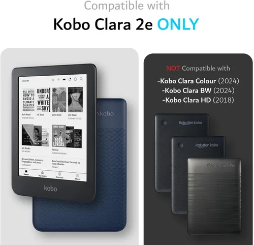Vista 2 de TUDIA SKN - Funda diseñada para Kobo Clara 2E (6 pulgadas), no compatible con versión color/BW 2024, a prueba de golpes, delgada