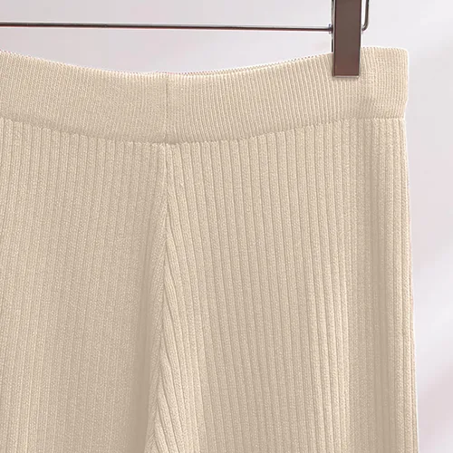 Vista 5 de Conjunto de dos piezas para mujer, para salir, cómodo, suéter de punto, pierna ancha, pantalones de cintura elástica, conjuntos de ropa deportiva