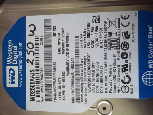 Vista 3 de Western Digital WD2500AAJS 250 GB Caviar Blue Disco Duro
