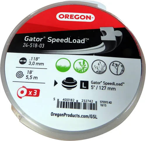 Vista 2 de Oregon 24-518-03 Gator Speedload Reemplazo Disco Grande 0.118" Línea de recortadora (paquete de 3)