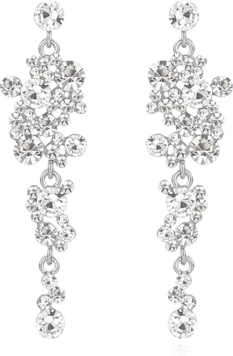 Vista 14 de Flyonce Aretes largos colgantes de cristal para mujer, bohemios, florales, para boda