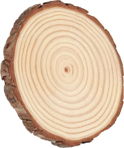 Vista 3 de HAKZEON 14 piezas de rebanadas de madera natural de 6 a 7 pulgadas, redondas de madera de 3/5 pulgadas de grosor con corteza, discos de madera sin