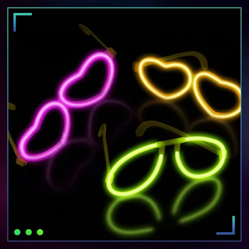 Vista 5 de Jexine Gafas brillantes que brillan en la oscuridad, suministros de fiesta, lentes de sol de palo brillante a granel neón para fiesta de cumpleaños