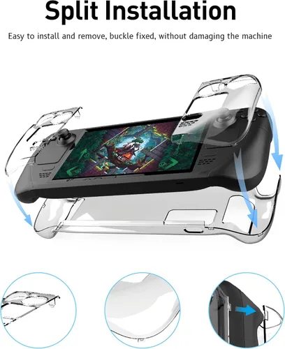 Vista 4 de ZAONOOL - Funda protectora para plataforma de vapor con protector de pantalla HD funda rígida transparente de policarbonato para consola
