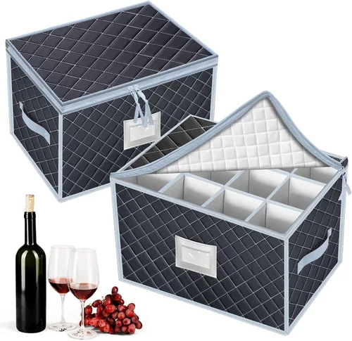 Vista 9 de Caja de almacenamiento para flauta de champán, caja de almacenamiento acolchada para copas de champán, contenedor apilable de copa de champán, copa