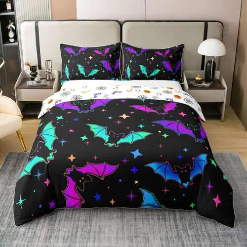 Vista 24 de Funda de edredón de campista 100% algodón individual, juego de ropa de cama de campamento feliz para niños y niñas, funda de edredón de remolque