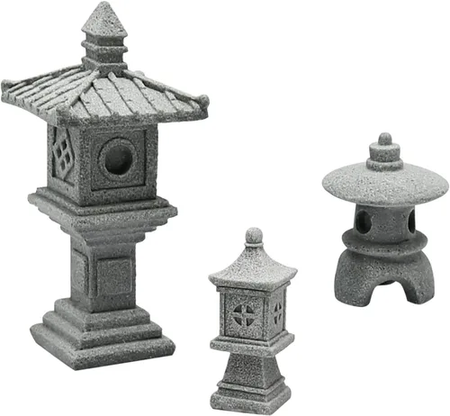 Vista 8 de Saihisday 3 piezas de mini escultura de piedra arenisca de pagoda, figuras de pagoda zen china para jardín, oficina, hogar, decoración de escritorio