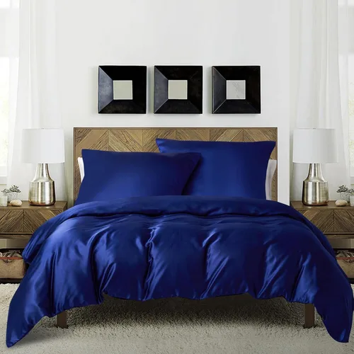 Vista 17 de HOTNIU Juego de funda de edredón de seda satinada con cierre de cremallera, colección de ropa de cama de 2 piezas ultra suave de alta calidad