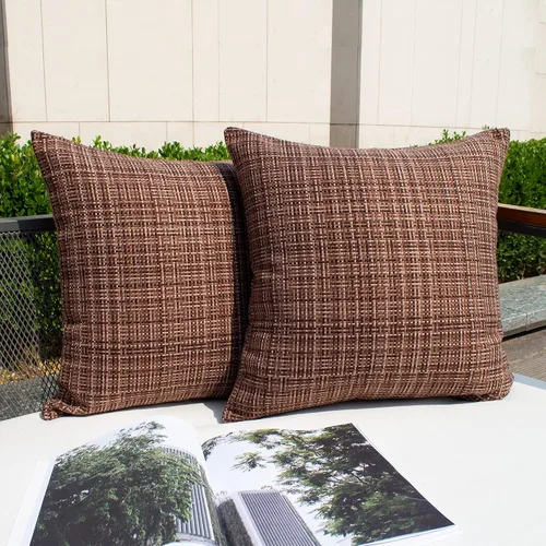 Vista 58 de Kevin Textile - Juego de 2 fundas de almohada decorativas para exteriores, impermeables, para jardín, patio, tienda de campaña, sofá, de 16 x 16