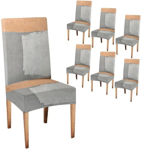 Vista 90 de TOMWISH Juego de 2 fundas para sillas de comedor, color turquesa y gris, fundas elásticas para sillas Parsons, de elastano, lavables, protectores
