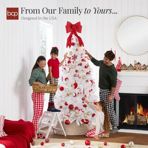 Vista 154 de Best Choice Products Árbol de Navidad azul bebé preiluminado de 6 pies, decoración navideña artificial completa con 947 puntas de rama, 250 luces