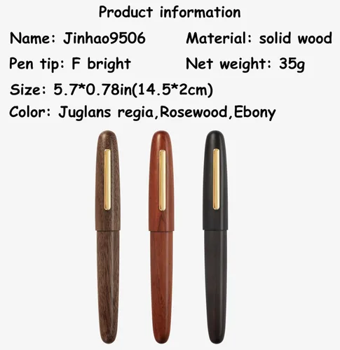 Vista 4 de Jinhao 9056 Pluma estilográfica vintage de madera natural, punta fina, madera Juglans regia