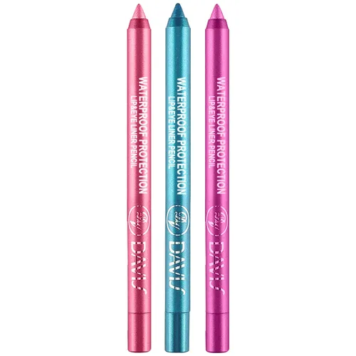 Vista 11 de Juego de 3 lápices delineadores de ojos coloridos, lápiz de sombra de ojos, kit de delineador de ojos perlado metálico con purpurina para mujeres