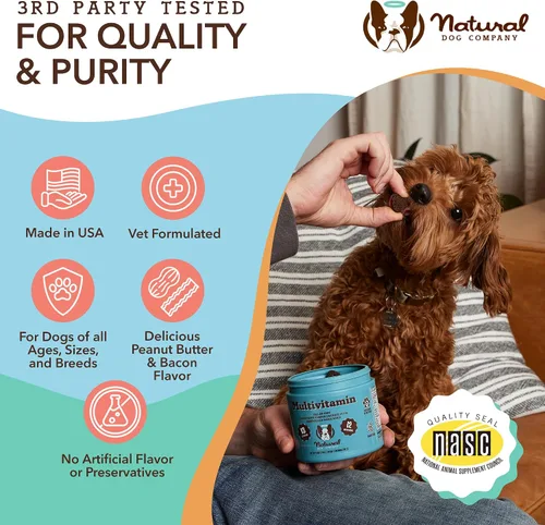 Vista 7 de Natural Dog Company Paquete de suplementos multivitamínicos y calmantes, nutrientes diarios y alivio de la ansiedad para perros, apoya la salud