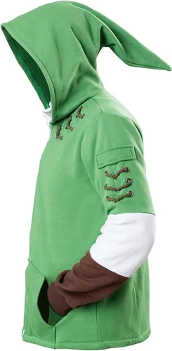 Vista 2 de Hibuyer Sudadera con capucha y cremallera para hombre, chaqueta de disfraz de cosplay para adultos, color verde, unisex, Halloween