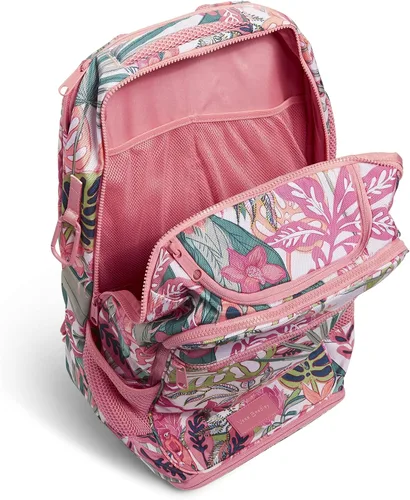 Vista 2 de Vera Bradley Mochila reciclada Lighten Up Reactive Journey para mujer, Toldo de bosque lluvioso coral