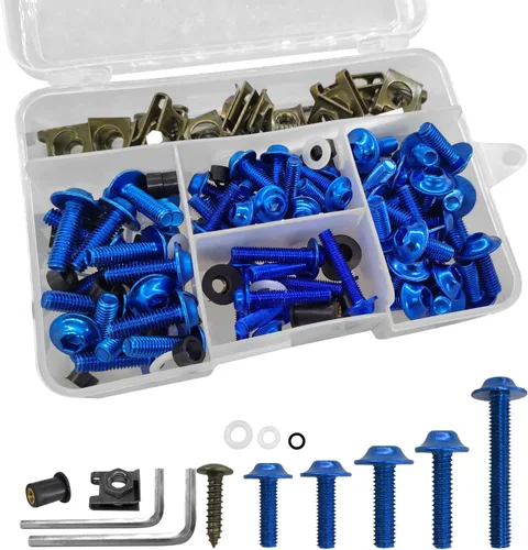 Vista 10 de Kit de pernos de carenado plateado M5 M6 para parabrisas de motocicleta, tornillos de aluminio compatibles para tornillos de carenado