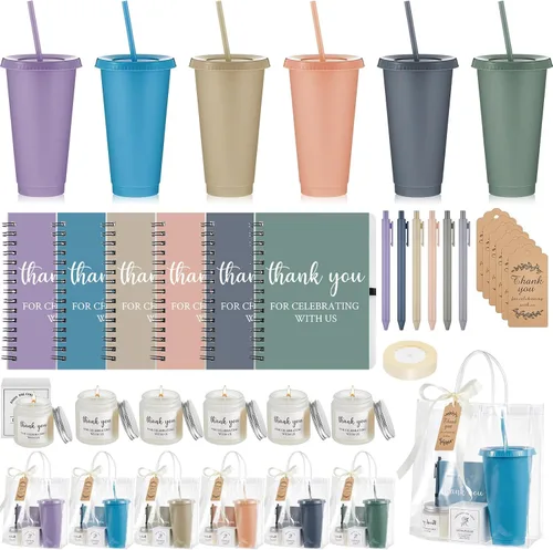 Vista 28 de Nuogo - Juego de 2 premios de ducha para padres para adultos, regalo de despedida de soltera, vaso de plástico, cuaderno con vela perfumada, bolsa