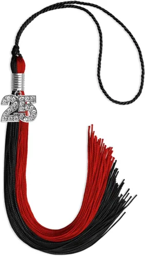 Vista 113 de Endea Graduation Borla de doble color con dije de plata brillante (negro/oro antiguo, 2025)